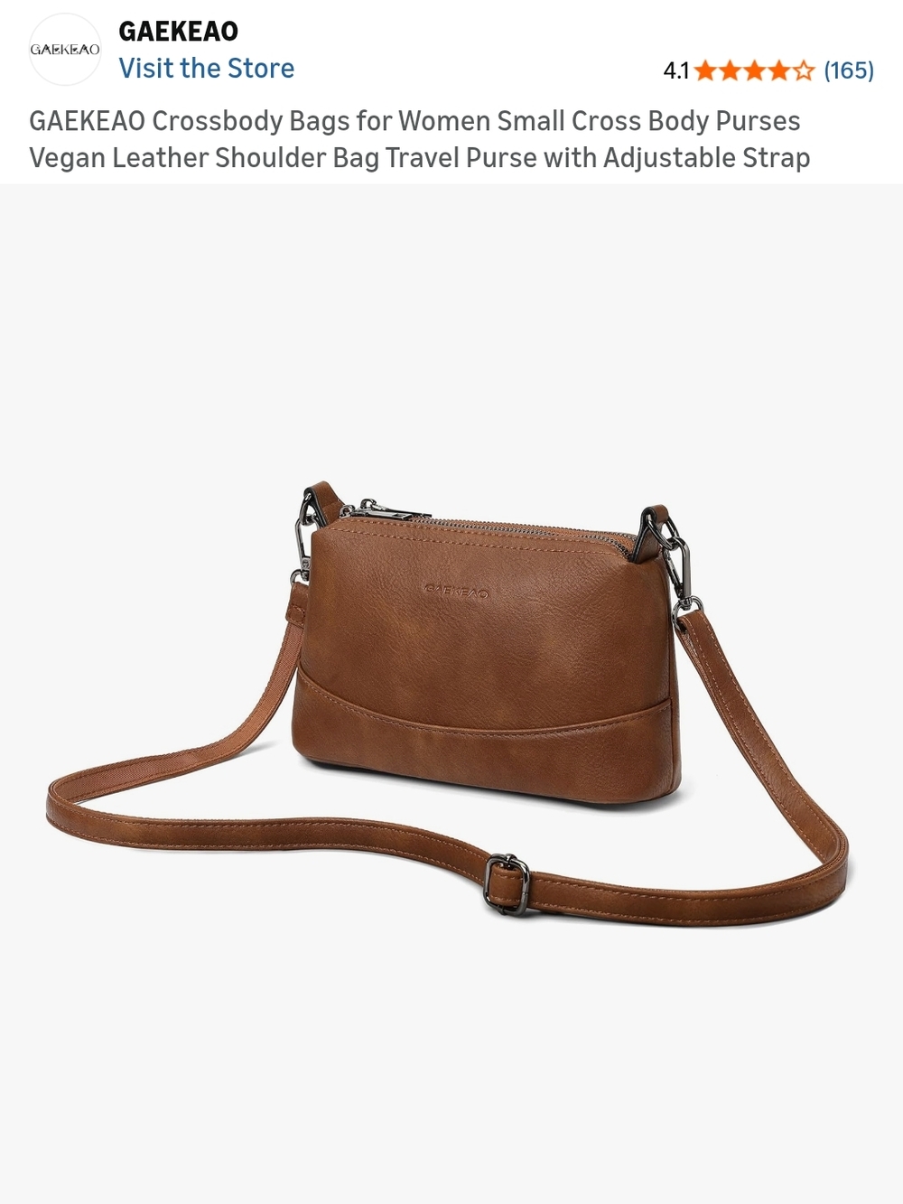 Brown Vegan Leather Crossbody Bag for Women